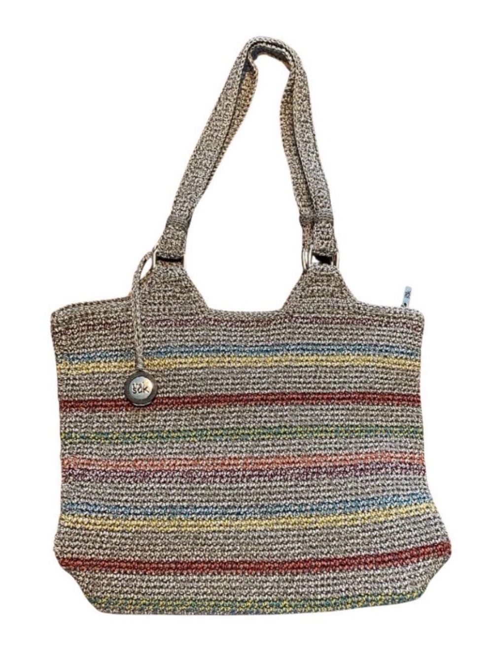 The Sak Multicolor Stripe Gypsy Crochet Hobo Tote shoulder bag